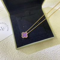 [Luckin Jewelry]CLOVER 15MM  PURPLE VIOLET NECKLACE
