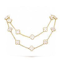 [Luckin Jewelry]CLOVER 20 MOTIFS WHITE MOP NECKLACE