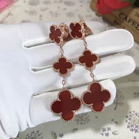 [Luckin Jewelry]CLOVER 3 MOTIF CARNELIAN DROP EARRINGS