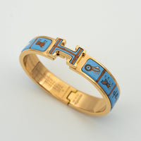 [Luckin Jewelry]H PINK GOLD BRACELET BLUE CERAMIC