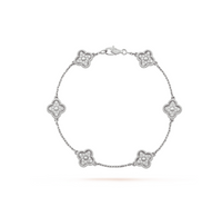 [Luckin Jewelry]CLOVER 6 MOTIF SILVER DIAMOND BRACELET