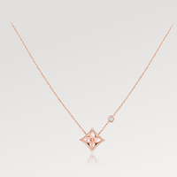 [Luckin Jewelry]STAR PINK MOP 1 DIAMOND PINK GOLD NECKLACE