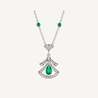 [Luckin Jewelry]DREAM NECKLACE MALACHITE DIAMOND SILVER