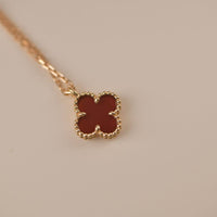[Luckin Jewelry]CLOVER MINI 9.5MM WHITE CARNELIANS NECKLACE