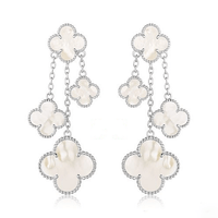 [Luckin Jewelry]CLOVER EARRINGS WHITE MOP 4 MOTIFS SILVER