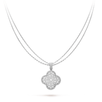 [Luckin Jewelry]CLOVER 25MM SILVER FULL DIAMOND BIG CLOVER NECKLACE