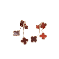 [Luckin Jewelry]CLOVER EARRINGS CARNELIAN 4 MOTIFS PINK GOLD