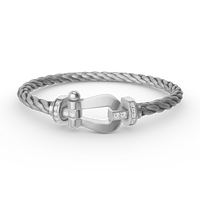 [Luckin Jewelry]FORCE LARGE HORSESHOE HALF DIAMOND BRACELET SILVER