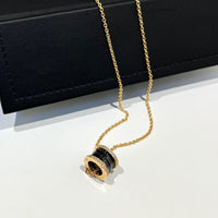 [Luckin Jewelry]ZERO 1 BLACK CERAMIC DIAMOND PINK GOLD NECKLACE